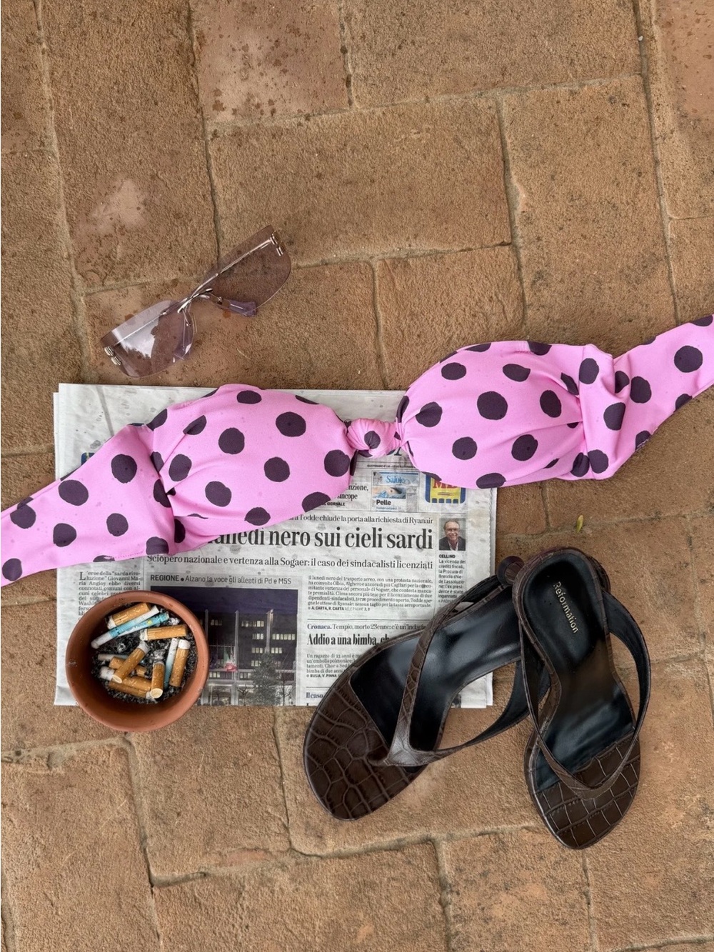 NWT Skatie pink polka dot swimsuit set